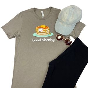 SALE! “Good Morning!” Little Animal In A Pancake: Sage Graphic Tee Shirt